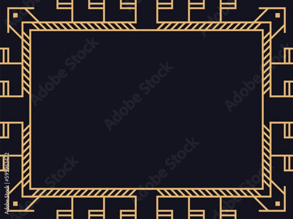 Fototapeta Art deco frame. Vintage linear border. Design a template for invitations, leaflets and greeting cards. The style of the 1920s - 1930s. Vector illustration