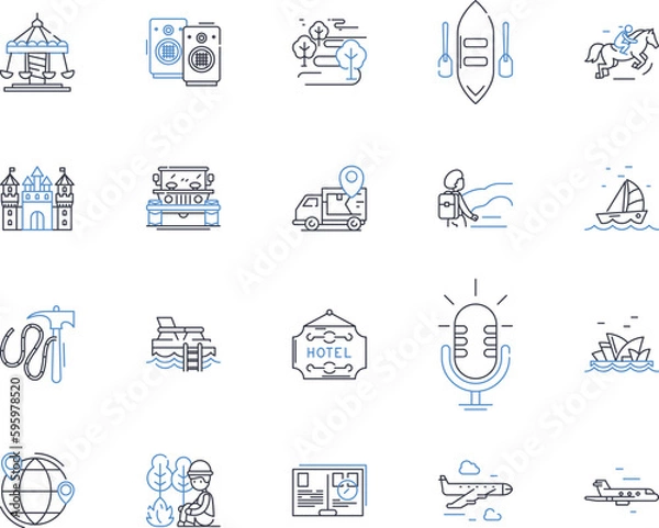Obraz Escaping line icons collection. Freedom, Fleeing, Evading, Evasion, Surviving, Breakout, Runaway vector and linear illustration. Emergence,Exit,Disentangling outline signs set