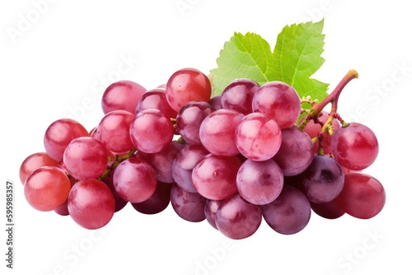 Obraz red grapes bunch isolated on white background. Generative AI