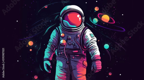 Fototapeta abstruct illustration of an astronaut with univers background