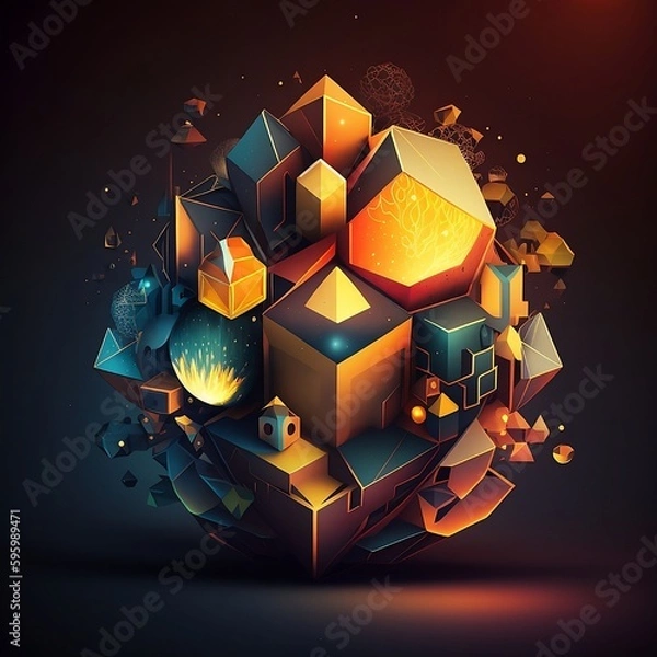 Fototapeta Abstract Art: How to Use Colorful Shapes and Textures in Your Designs (ai generated)