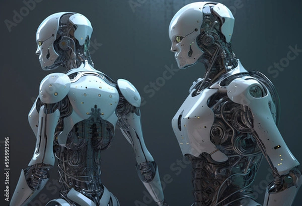 Fototapeta Aiコンピューターアンドロイドロボット横顔,Generative A