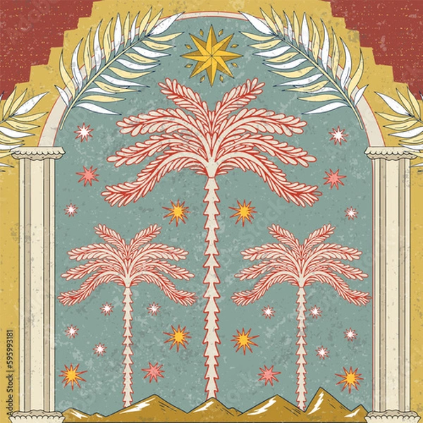 Obraz Vector poster Ancient, Greek element set. Various ancient statues. Heads of a woman, a knight, an amphora. Mythical, ancient Greek style. Classic antique items in a modern style