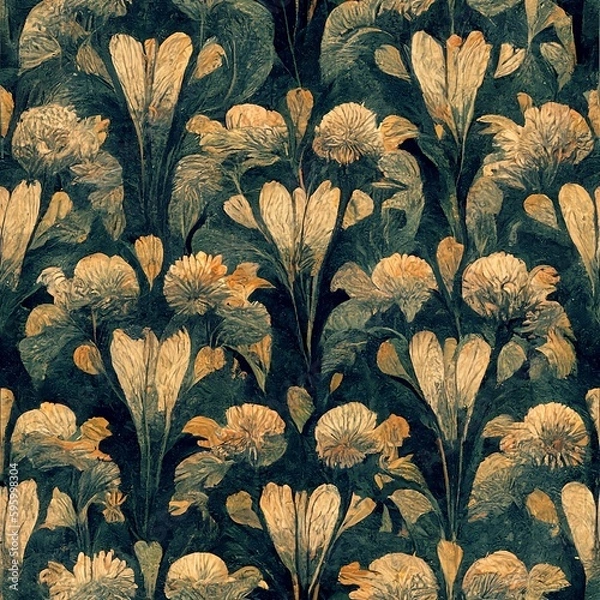 Obraz Seamless Victorian Floral Pattern for Wallpaper Design (ai generated)