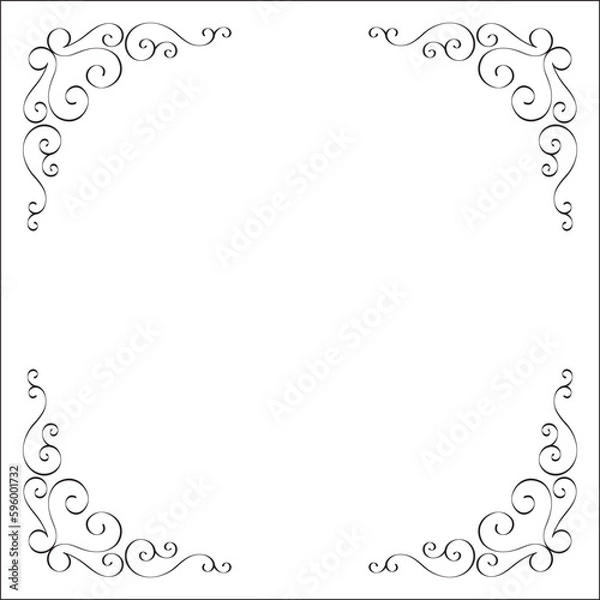Fototapeta Elegant black and white monochrome ornamental border for greeting cards, banners, invitations. Vector frame for all sizes and formats. Isolated vector illustration.	