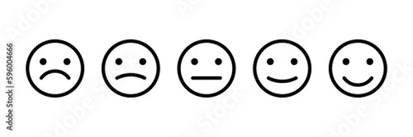 Fototapeta Emotions, rate your experience, feedback concept vector icons in line style design for website, app, UI, isolated on white background. Editable stroke. Vector illustration.