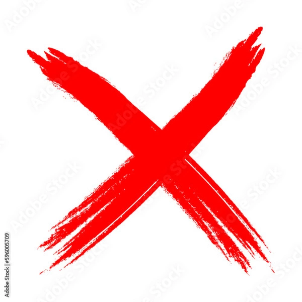 Fototapeta Red Cross Mark Brush, Red X mark, X Sign Hand Drawn Icon 