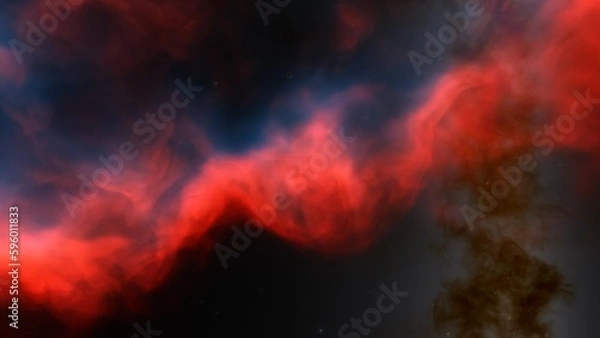 Fototapeta nebula gas cloud in deep outer space, science fiction illustration, colorful space background with stars 3d render
