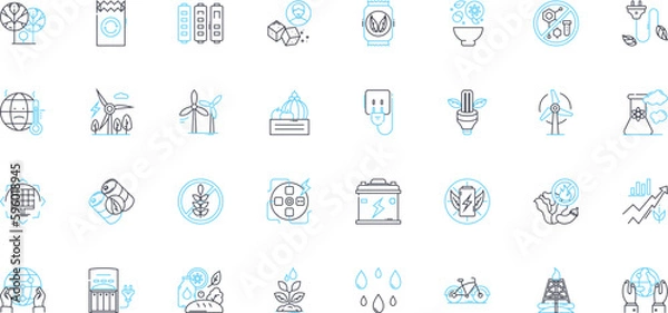 Fototapeta Bio fuel linear icons set. Ethanol, Biodiesel, Algae, Biomass, Renewable, Sustainable, Crop line vector and concept signs. Cellulosic,Feedstock,Green outline illustrations