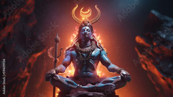 Obraz lord shiva meditating created with generative ai