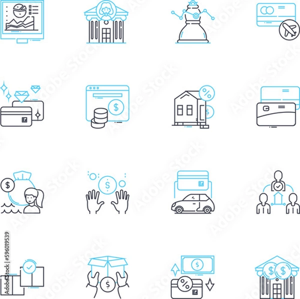 Obraz Performance evaluation linear icons set. Assessment, Review, Appraisal, Feedback, Analysis, Rating, Grading line vector and concept signs. Judgement,Evaluation,Examining outline illustrations