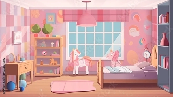 Obraz girl's room interior with llama  style