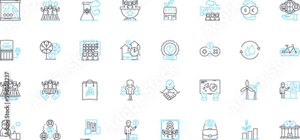 Obraz Universal linkage linear icons set. Connectivity, Compatibility, Versatility, Interconnectivity, Adaptability, Union, Integration line vector and concept signs. Linkage,Consistency,Collaboration