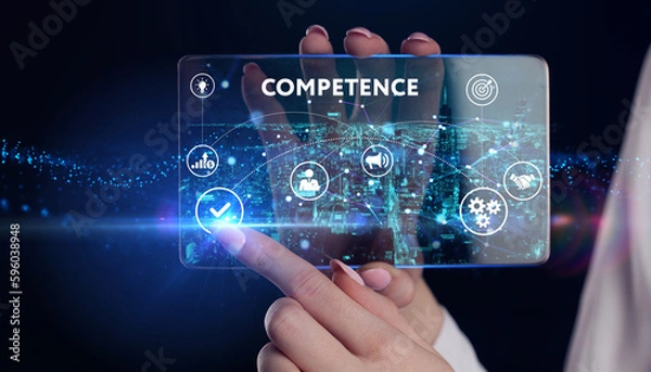 Fototapeta Business, Technology, Internet and network concept. Competence Skill Personal development. 3d illustration