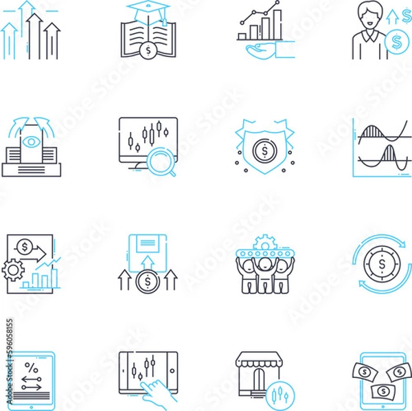 Fototapeta My mentoring linear icons set. Guidance, Coaching, Support, Empowerment, Leadership, Teaching, Learning line vector and concept signs. Motivation,Inspiration,Encouragement outline illustrations