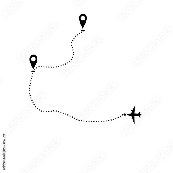 Obraz Airplan Flight Route Line 
