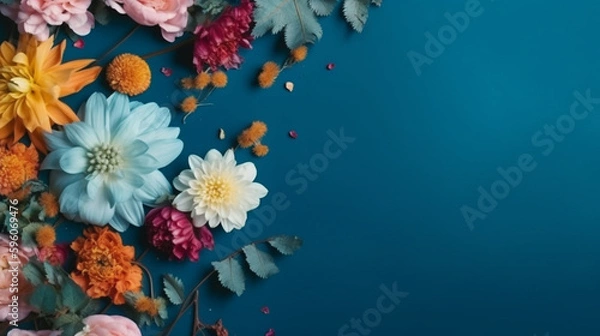 Fototapeta blue background with flowers