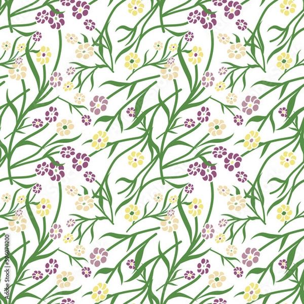 Fototapeta Spring Wild Flowers Print, Seamless Repeating Floral Pattern