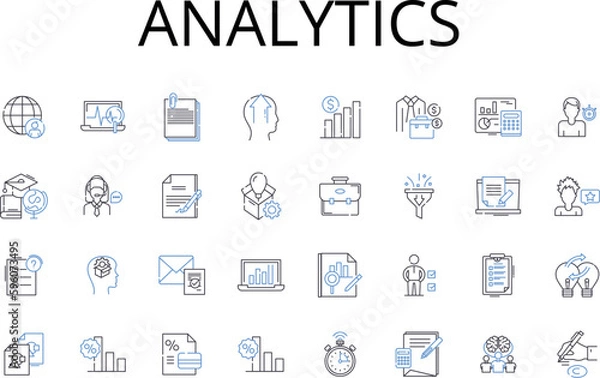 Fototapeta Analytics line icons collection. Data mining, Information retrieval, Business intelligence, Statistical analysis, Performance tracking, Market research, Data interpretation vector and linear