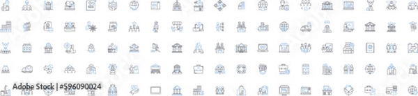 Fototapeta Business structure line icons collection. Corporation, Partnership, Sole proprietorship, LLC, Franchise, Limited partnership, Joint venture vector and linear illustration. Subsidiary,Holding company
