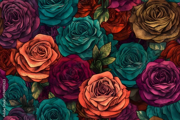 Fototapeta Rose pattern