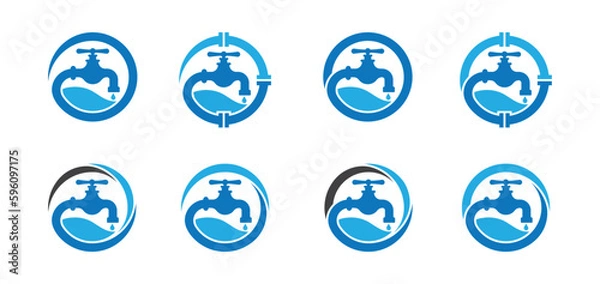 Fototapeta initial Letter O Water Faucet Round Circle Logo Concept icon sign symbol Design Element. Tap, Repair, Plumber, Plumbing Service Logotype. Vector illustration template