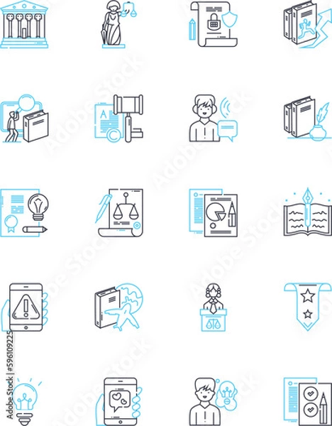 Fototapeta Counterfeit goods linear icons set. Fake, Imitation, Fraud, Counterfeit, Plagiarized, Bootleg, Knockoff line vector and concept signs. Inauthentic,Replica,Pirated outline illustrations Generative AI
