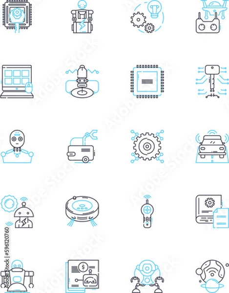 Fototapeta E-commerce linear icons set. Online, Shopping, Retail, Virtual, Marketplace, Digital, Transaction line vector and concept signs. Consumer,Internet,Platform outline illustrations