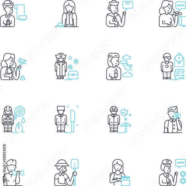 Fototapeta Quick duties linear icons set. Swift, Rapid, Hasty, Instantaneous, Prompt, Efficient, Expedited line vector and concept signs. Snappy,Quick-witted,Agile outline illustrations