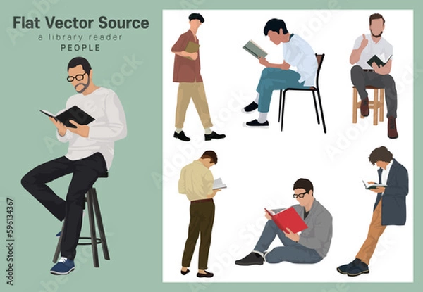 Fototapeta Silhouette sauce for people who study while reading books in the library