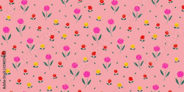 Fototapeta Happy Mother's day! Floral seamless pattern for background, card, invitation, banner, social media post, poster, mobile apps, advertising.
