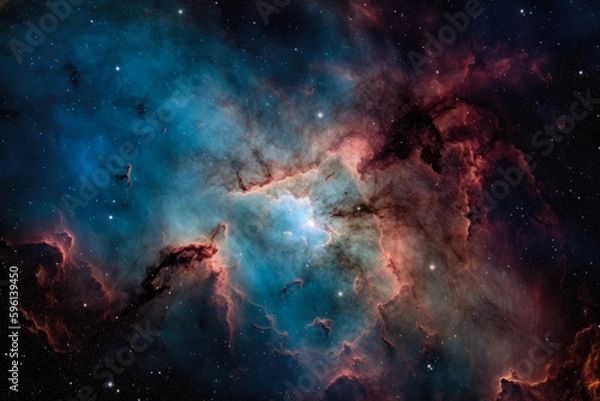 Fototapeta Stellar Depths: Distant Nebula and Stars in a Deep Universe Illustration