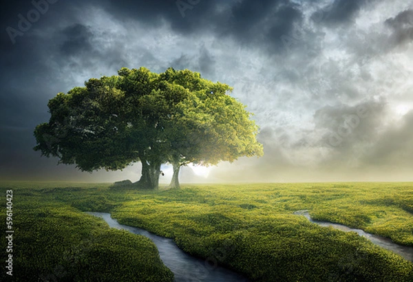 Fototapeta Nature Meets Technology: Digital Transformation for a Sustainable Future