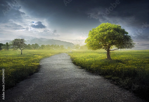 Fototapeta Nature Meets Technology: Digital Transformation for a Sustainable Future