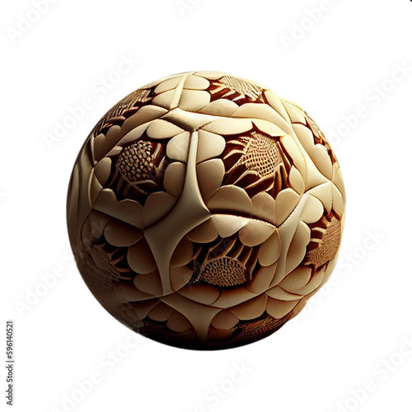 Fototapeta Brown and yellow soccer ball with copy space isolated on clear background for object and retouch design. Generative AI