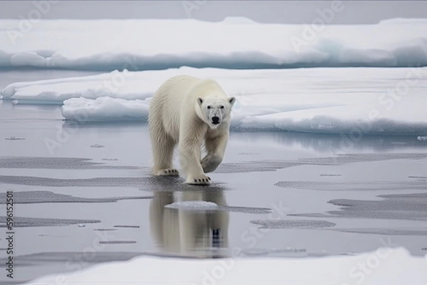 Fototapeta Polar Bear on ice, global warming concept