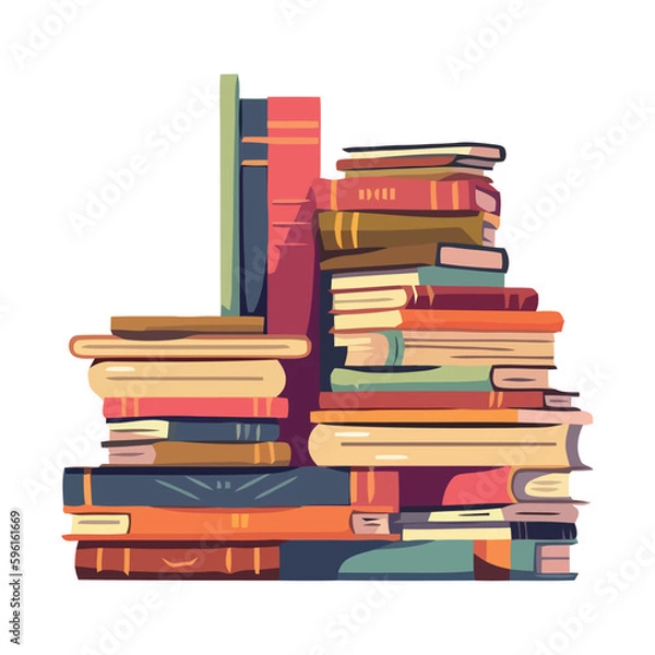 Obraz Stacks of literature in the antique library