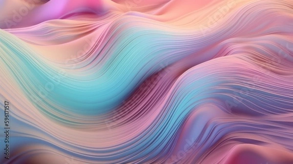 Fototapeta Pastel colored holographic abstract background. Flow, wavy and Curve style.