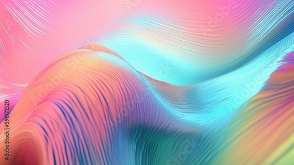 Fototapeta Pastel colored holographic abstract background. Flow, wavy and Curve style.