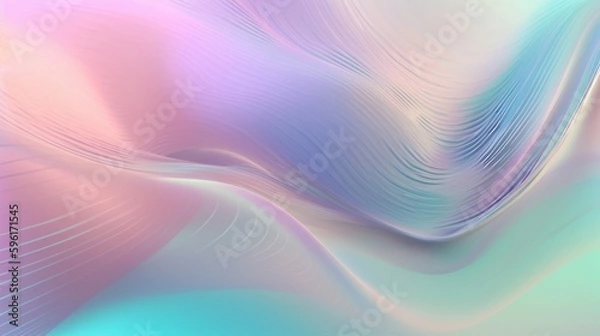 Fototapeta Pastel colored holographic abstract background. Flow, wavy and Curve style.
