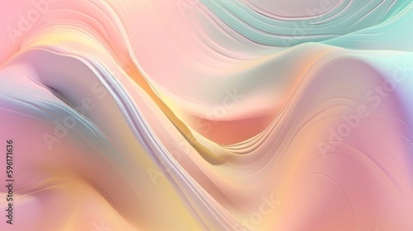 Fototapeta Pastel colored holographic abstract background. Flow, wavy and Curve style.