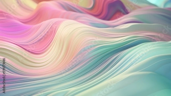Fototapeta Pastel colored holographic abstract background. Flow, wavy and Curve style.