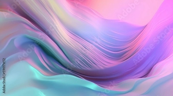 Fototapeta Pastel colored holographic abstract background. Flow, wavy and Curve style.