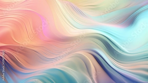 Fototapeta Pastel colored holographic abstract background. Flow, wavy and Curve style.