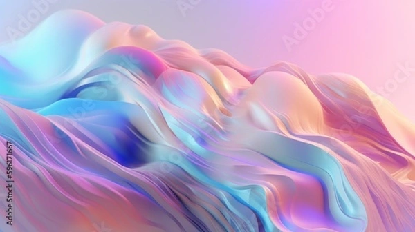 Fototapeta Pastel colored holographic abstract background. Flow, wavy and Curve style.
