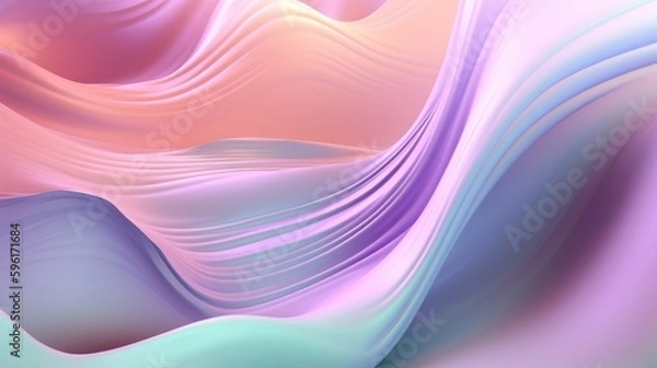 Fototapeta Pastel colored holographic abstract background. Flow, wavy and Curve style.