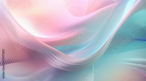 Fototapeta Pastel colored holographic abstract background. Flow, wavy and Curve style.