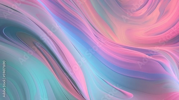 Fototapeta Pastel colored holographic abstract background. Flow, wavy and Curve style.
