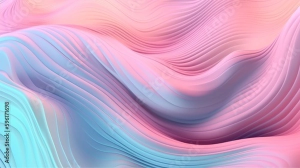 Fototapeta Pastel colored holographic abstract background. Flow, wavy and Curve style.