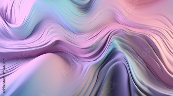 Fototapeta Pastel colored holographic abstract background. Flow, wavy and Curve style.